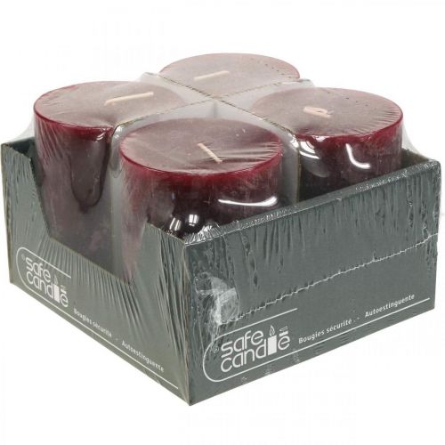 Floristik24 Solid Colored Candles Pillar Rustic Burgundy 80×110mm 4 Pcs