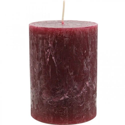 Floristik24 Solid Colored Candles Pillar Rustic Burgundy 80×110mm 4 Pcs