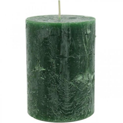 Floristik24 Solid Colored Candles Green Rustic Safe Candle 80×110mm 4pcs