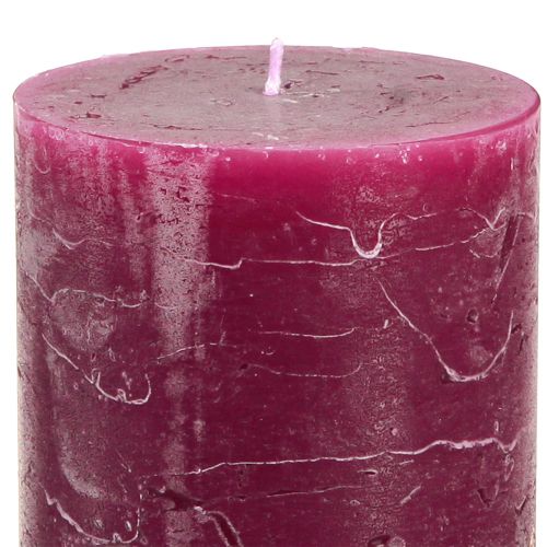 Product Set of 12 pillar candles in berry tones, dyed throughout, 70x120mm - Versatile home decoration