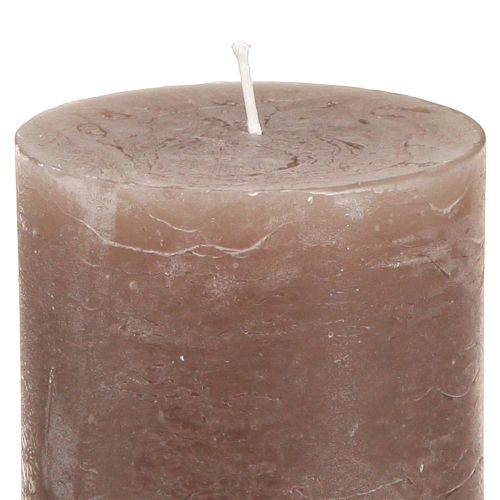 Product Set of 12 pillar candles in brown, 70x80mm, dyed throughout - Perfect for decoration, wellness and celebrations