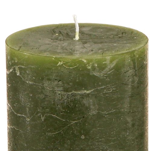 Product Pillar candle set, 3 shades of green, dyed throughout, decorative candles for table decoration and wellness, 70x80mm, 12 pieces