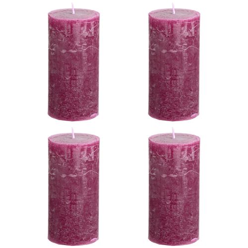 Pillar candles dyed Berry candles purple 50×100cm 4 pcs | Floristik24.ie