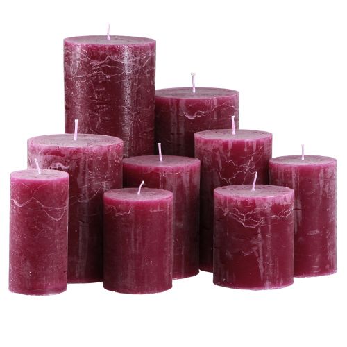 Product Pillar candles dyed Berry Various sizes