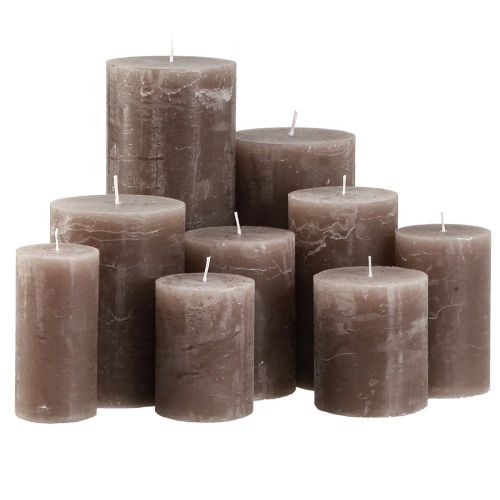 Product Pillar candles dyed brown various sizes