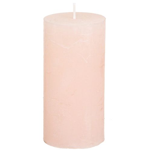 Product Pillar candles, solid colored light pink, 50x100mm, set of 4, Easter candles, table decoration