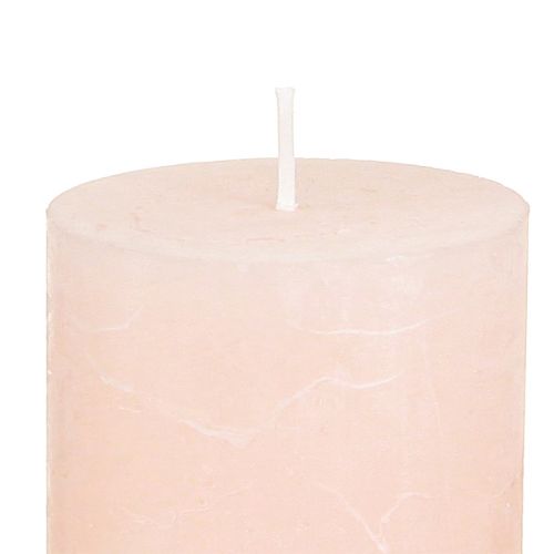 Product Pillar candles, solid colored light pink, 50x100mm, set of 4, Easter candles, table decoration