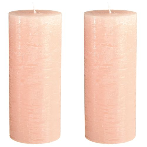 Product Light pink pillar candles, pink throughout, 85×200mm, long burning time, set of 2, high-quality table decoration for celebrations