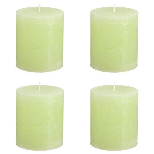 Product Lime Green Dyed Pillar Candles 70×80mm 4-Pack - Atmospheric Decoration & Light