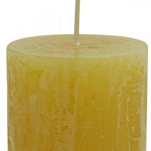 Product Rustic Yellow Pillar Candles 60/110mm 4 pcs - Long burning time, RAL certified, Advent wreath decoration