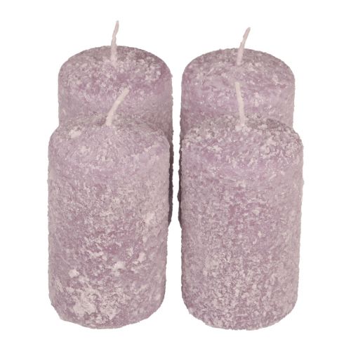 Floristik24 Pillar candles winter Christmas candles purple 60×100mm 4pcs
