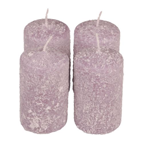 Floristik24 Pillar Candles Winter Christmas Candles Purple 60×100mm 4 Pcs