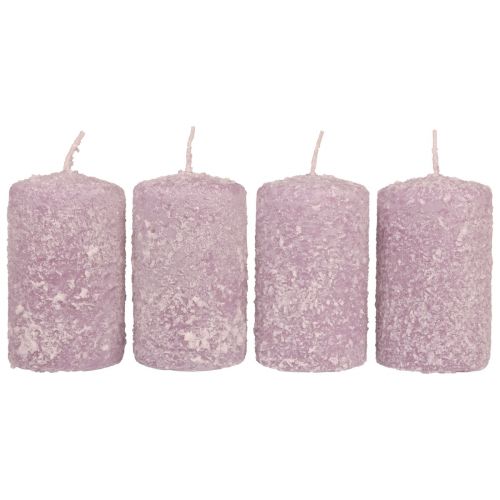 Floristik24 Pillar Candles Winter Christmas Candles Purple 60×100mm 4 Pcs