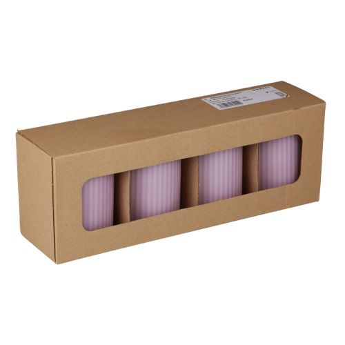 Floristik24 Pillar Candles Lilac Grooved Candles Candles Decoration 70/90mm 4 Pcs