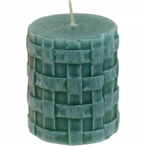 Product Rustic pillar candles green 80/65 - decorative candles set of 2 with safe and long burning