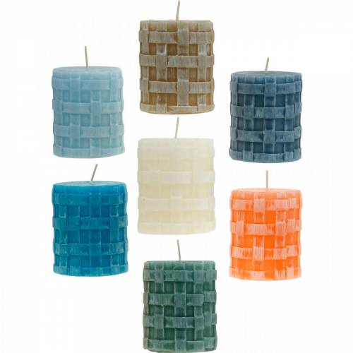 Pillar candles Rustic 80/65 candle different colors 2pcs
