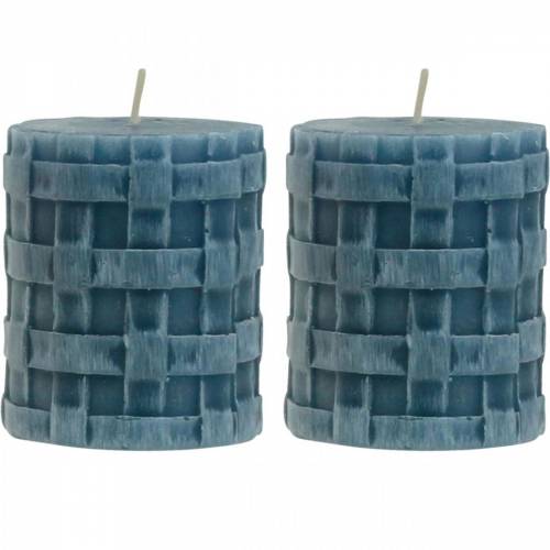 Pillar Candles Rustic Blue 80/65 Candles rustic 2 pcs