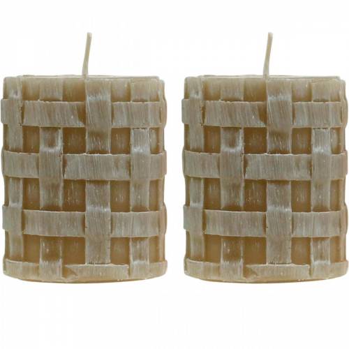 Floristik24 Pillar Candles Rustic Brown 80/65 Candles Rustic Candle Decoration 2 Pcs