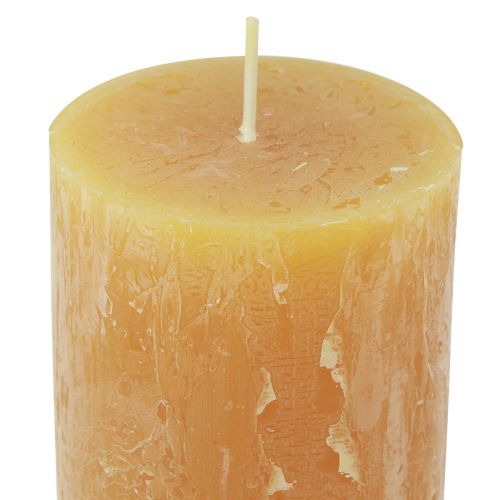 Product Pillar candles Rustic solid-colored Advent candles yellow 70/110mm 4pcs