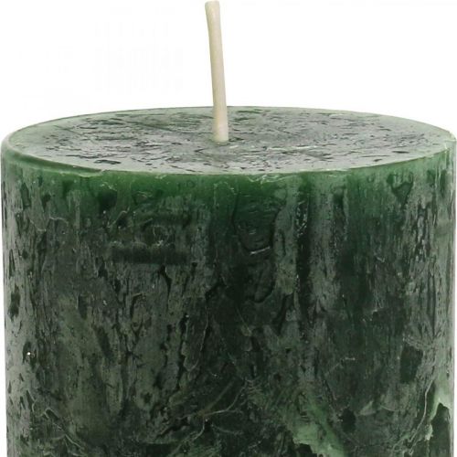 Floristik24 Solid Colored Candles Dark Green Pillar Candles 70×110mm 4 Pcs