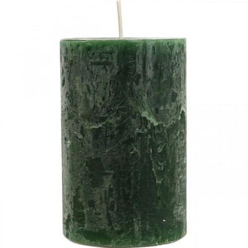 Floristik24 Solid Colored Candles Dark Green Pillar Candles 70×110mm 4pcs