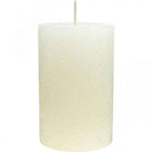 Product Set of 4 rustic pillar candles, off-white, 70x110 mm, dyed throughout, self-extinguishing - Ideal for Advent &amp; festive decoration