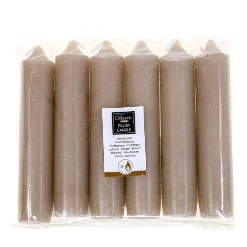 Floristik24 Pillar candles gray short candles Ø2.2cm H11cm 6pcs