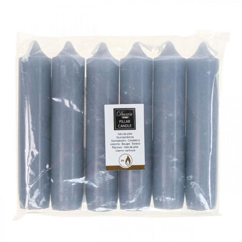 Floristik24 Pillar candles light blue, short, Ø2.2cm, H11cm, 6 pieces