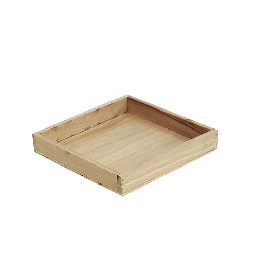 Wooden tray small natural 19cm x 19cm H3cm