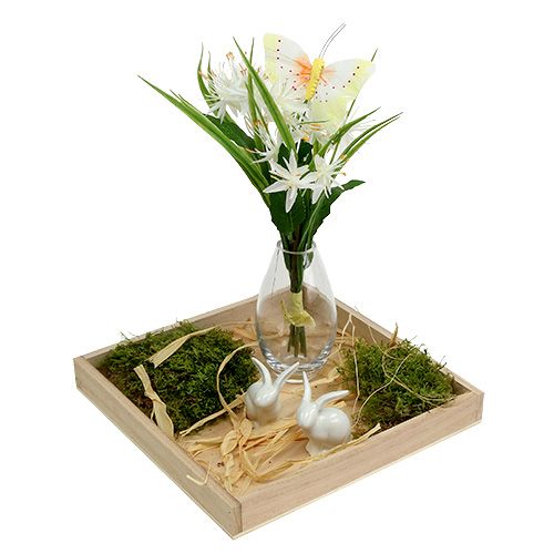 Floristik24 Wooden tray small natural 19cm x 19cm H3cm