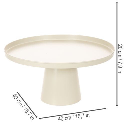 Decorative round beige plate with a 40 cm high base | Floristik24.ie