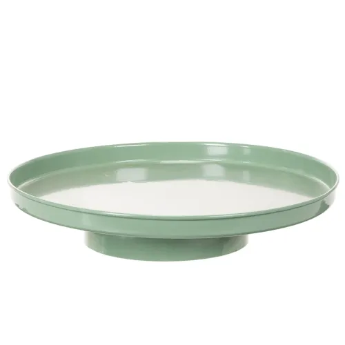 Round green decorative plate on a stand for table arrangement, 30cm buy online | Floristik24.ie