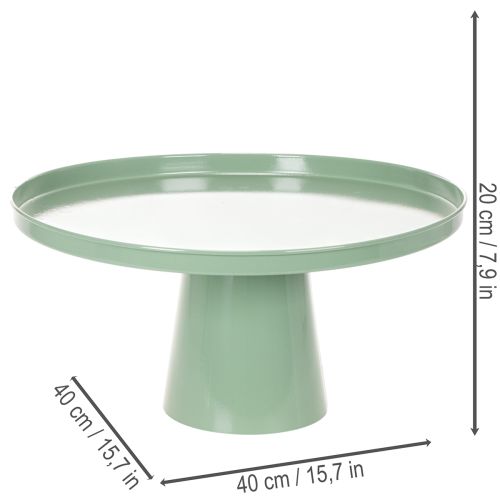 Green round metal decorative table, 40 cm diameter, with high rim | Floristik24.ie