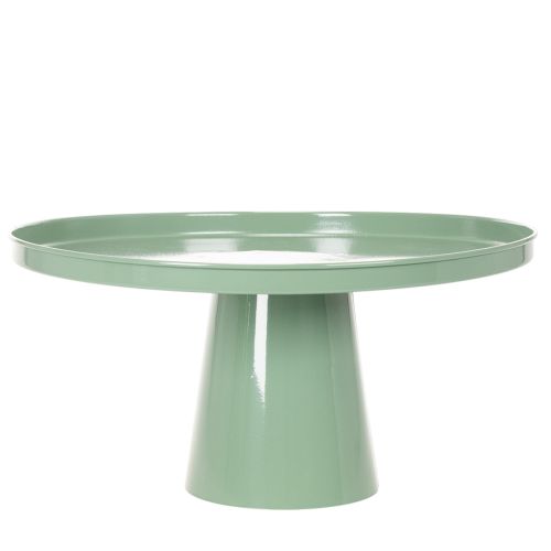 Green round metal decorative table, 40 cm diameter, with high rim | Floristik24.ie