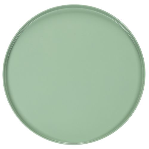Green round metal decorative table, 40 cm diameter, with high rim | Floristik24.ie