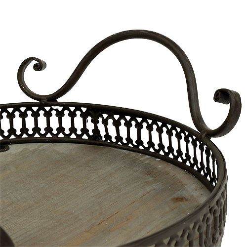 Floristik24 Tray with handles Ø20cm H8.5cm Brown