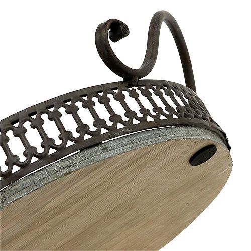 Floristik24 Tray with handles Ø20cm H8.5cm Brown