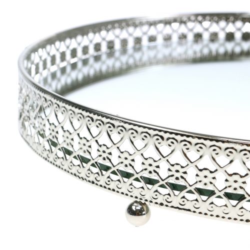 Floristik24 Tray mirror glass silver Ø25cm