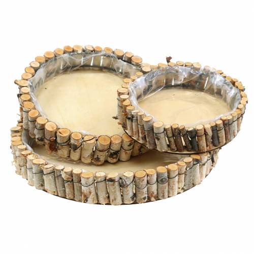 Product Round tray for planting birch natural Ø23/31/41cm set of 3