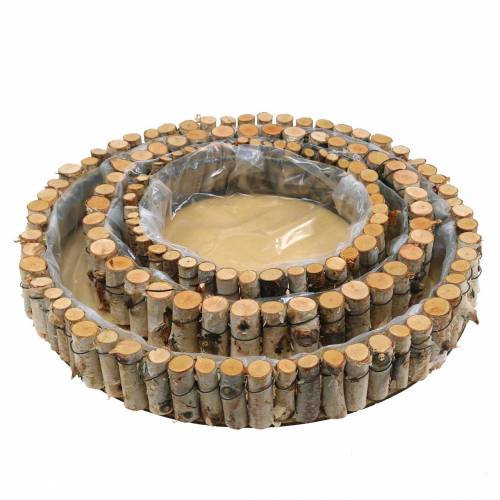Product Round tray for planting birch natural Ø23/31/41cm set of 3