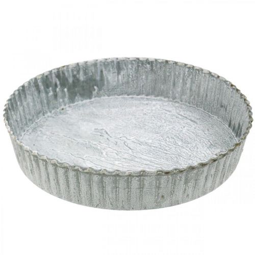 Decorative plate cake pan, metal decoration, round candle tray, white washed Ø21.5cm H4.5cm