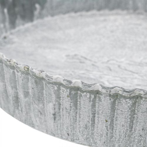 Floristik24 Decorative plate cake pan, metal decoration, round candle tray, white washed Ø21.5cm H4.5cm