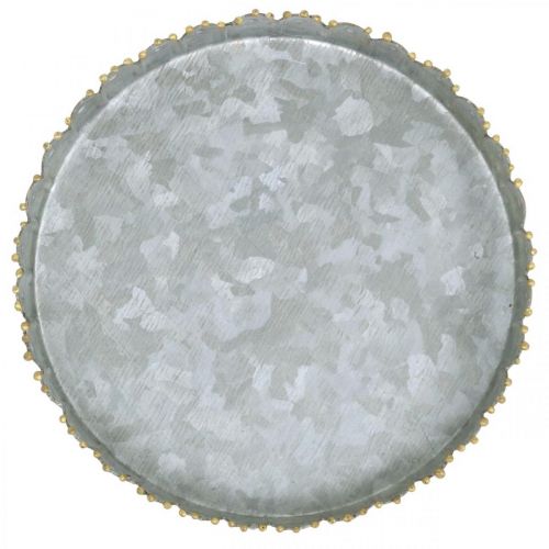 Floristik24 Decorative tray metal, table decoration, plate for decorating silver/golden Ø18.5cm H2cm