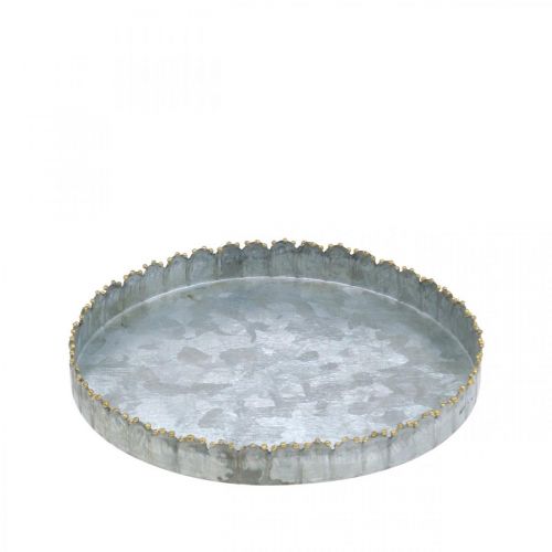 Round metal tray, candle plate, table decoration silver/golden Ø15cm H2cm