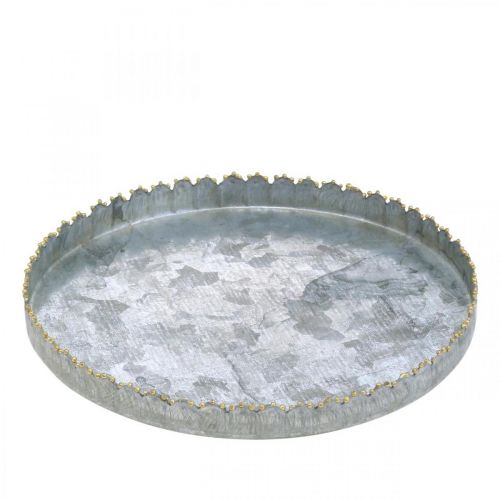 Floristik24 Decorative tray metal, table decoration, plate for decorating silver/golden Ø18.5cm H2cm