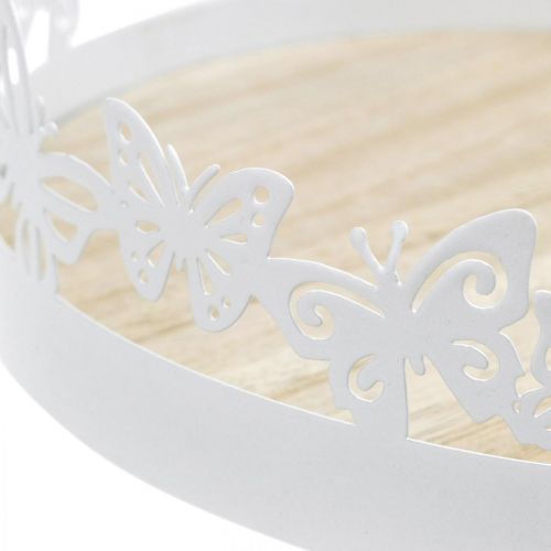 Floristik24 Spring tray, butterfly decoration, table decoration, metal decoration for planting white Ø20cm H6.5cm