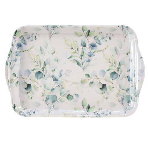 Floristik24 Tray White Eucalyptus Table Decoration Melamine 21x13x1,5cm