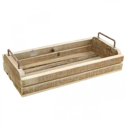 Floristik24 Wooden tray with metal handles, planter white washed L40cm