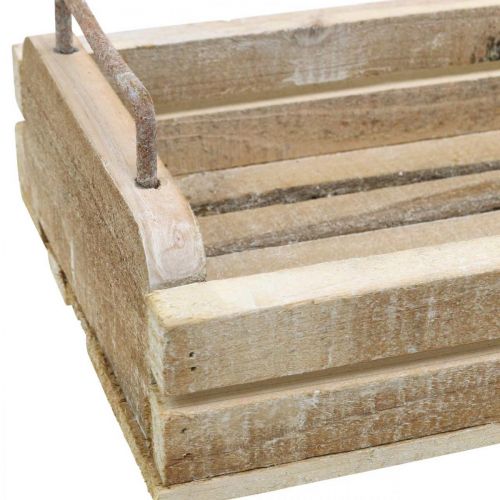 Floristik24 Wooden tray with metal handles, planter white washed L40cm