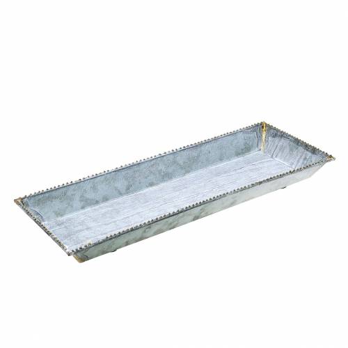 Decorative tray white washed zinc 40cm × 15cm